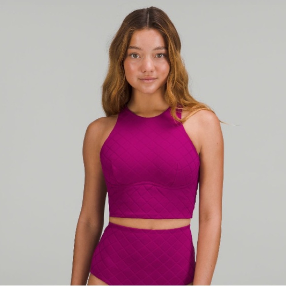lululemon High Neck Diamond Grid Swim Top - C/D Cup